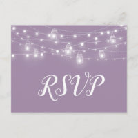 Rustic String Lights Wedding RSVP Postcard