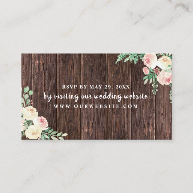 Rustic string lights wedding RSVP website card (Front)