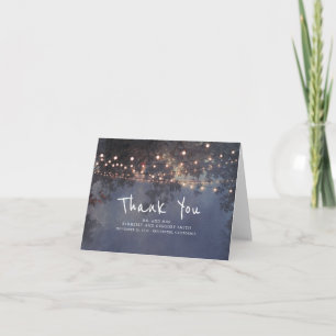 Rustic String Lights Wedding Thank You Card