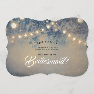 Rustic String Lights Will You Be My Bridesmaid Invitation