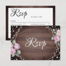 Rustic String Lights Wood & Floral RSVP Wedding 