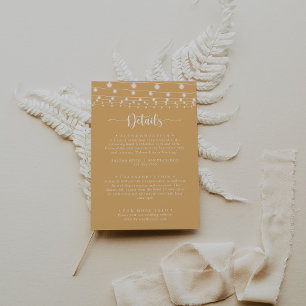Rustic String Lights Yellow Wedding Details  Enclosure Card