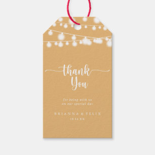 Rustic String Lights Yellow Wedding Thank You Gift Tags