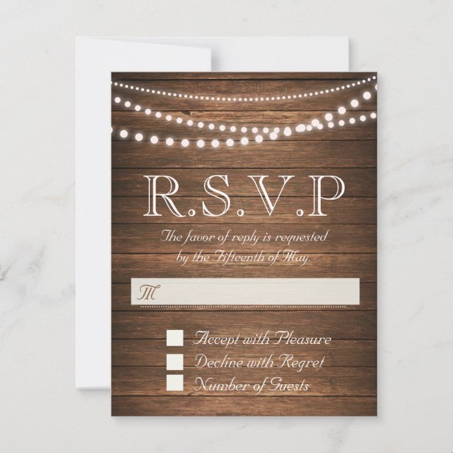 Rustic String of Lights RSVP 4.25" x 5.5" Card (Front)