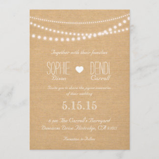 Rustic String of Lights Wedding Invitation