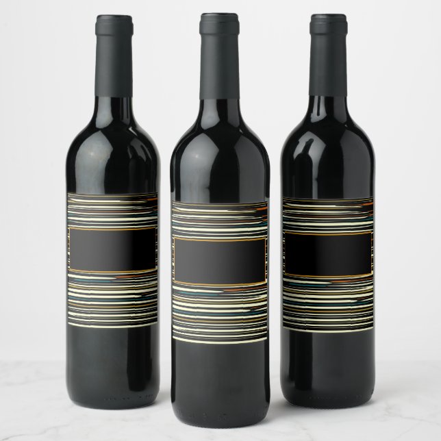 Rustic Stripe Wood Effect on Beverage Label Set (Bottles)