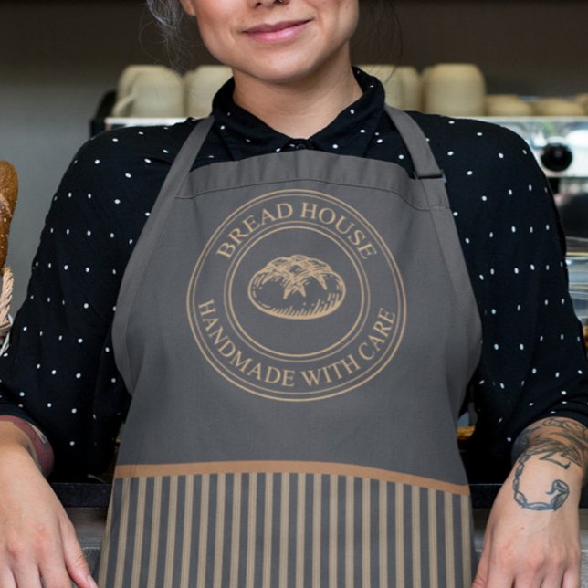 Rustic Striped Bakery Staff Apron Earthy Colours (Creator Uploaded)