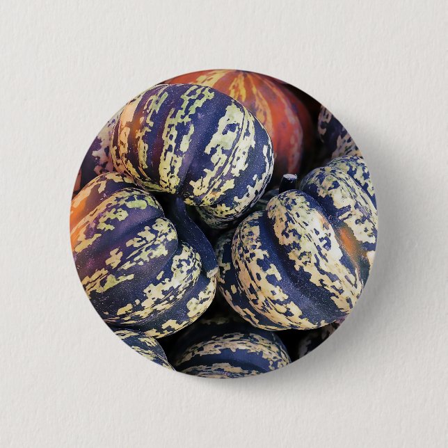 Rustic Striped Pumpkins  6 Cm Round Badge (Front)
