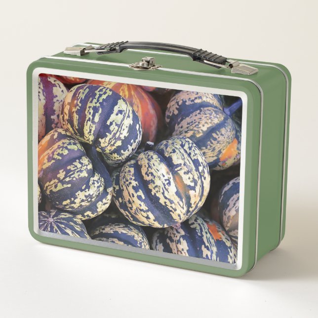 Rustic Striped Pumpkins  Metal Lunch Box (Front)