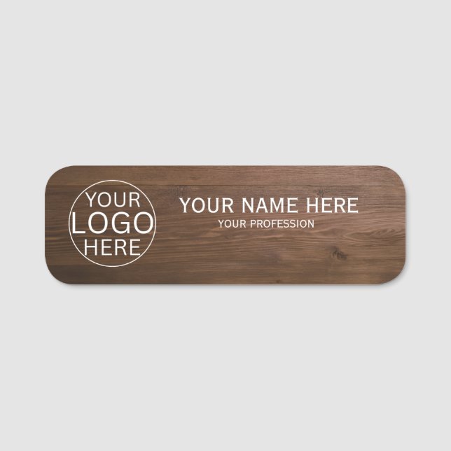 Rustic Style Custom Logo Employee Magnetic Name Tag (Front)