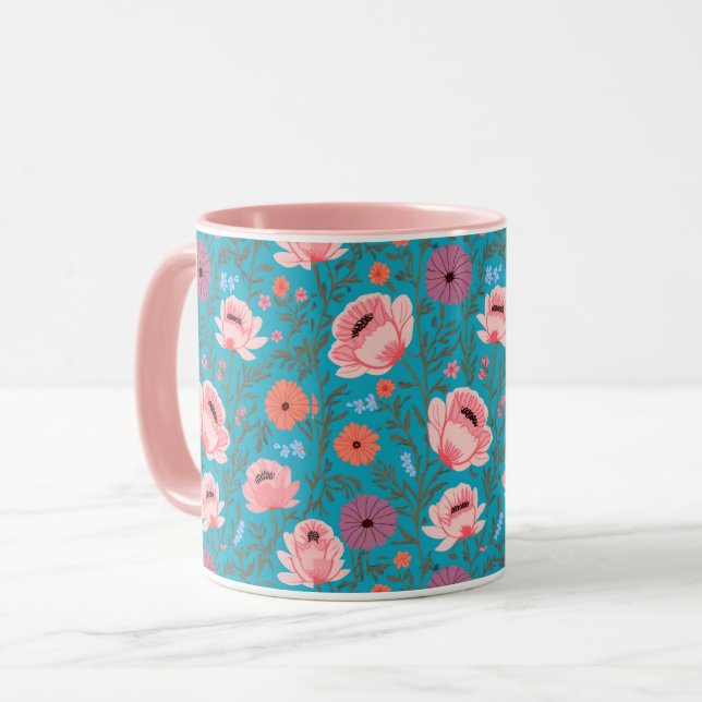 Rustic-Style Watercolor Wildflowers Mug (Front Left)