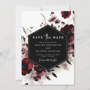 Rustic Stylish Burgundy Wedding Save The Date