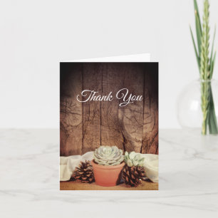 Rustic Succulent and Barn Wood Wedding Thank You Card