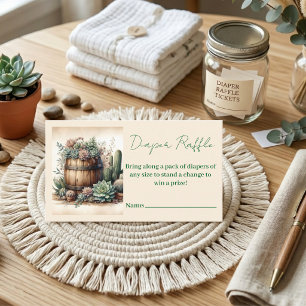 Rustic Succulent & Cacti Diaper Raffle Enclosure Card