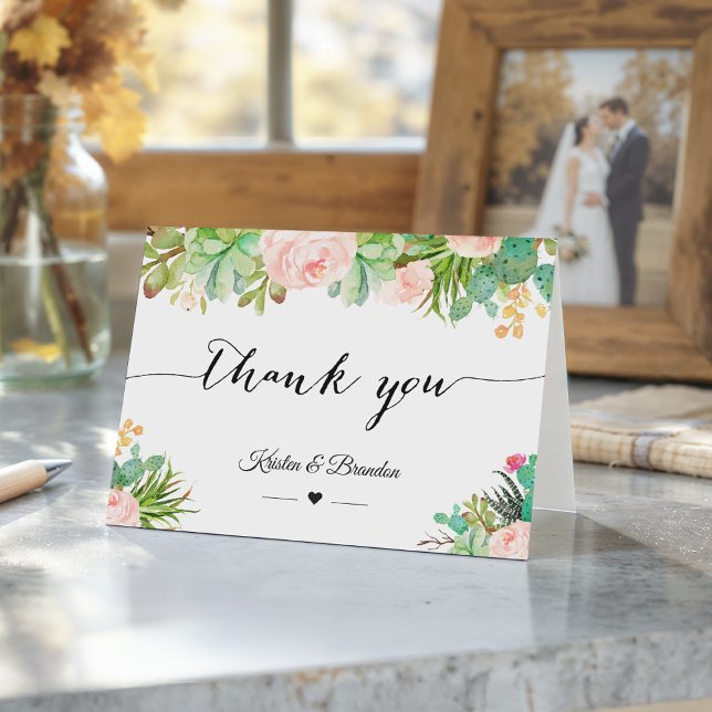Rustic Succulent Cactus Floral Wedding Thank You (Creator Uploaded)