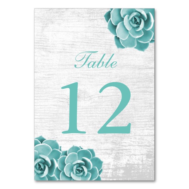 Rustic Succulent Floral Wedding Table Numbers (Front)