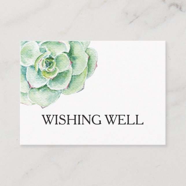 Rustic succulent watercolor wishing well enclosure card (Front)