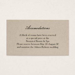 Rustic Succulent Wedding Accomodations Card