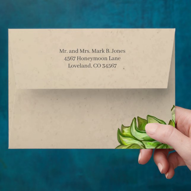 Rustic Succulent Wedding Envelopes (Hand)