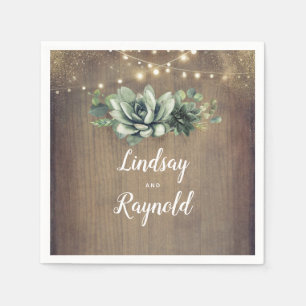 Rustic Succulents Greenery Wedding Napkin