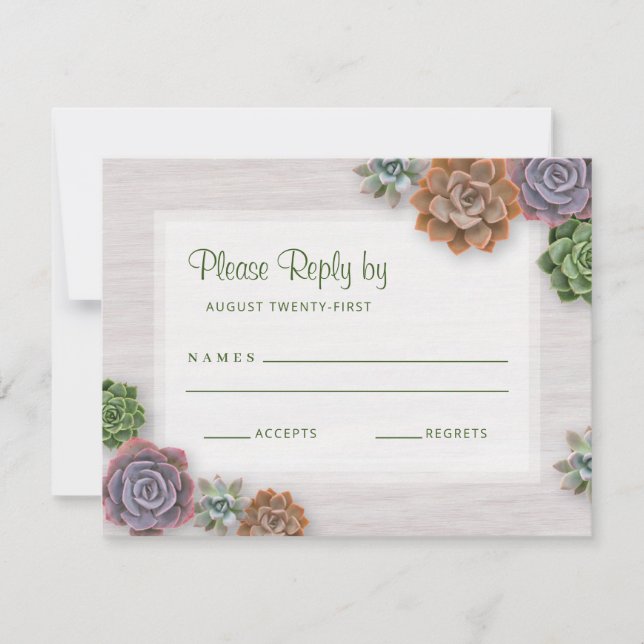 Rustic Succulents RSVP Card (Front)