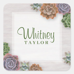 Rustic Succulents Square Sticker