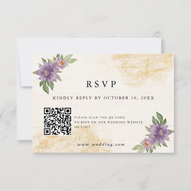 Rustic Summer aesthetic Wildflower Wedding RSVP Card (Front)