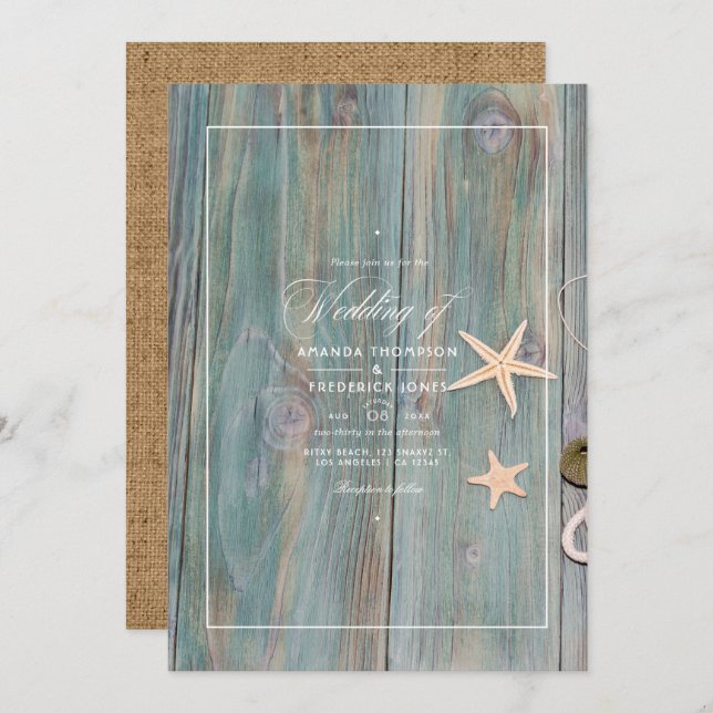 Rustic Summer Beach Nautical Wedding Invitation (Front/Back)