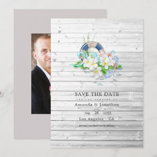 Rustic Summer Beach Wedding Photo Save The Date