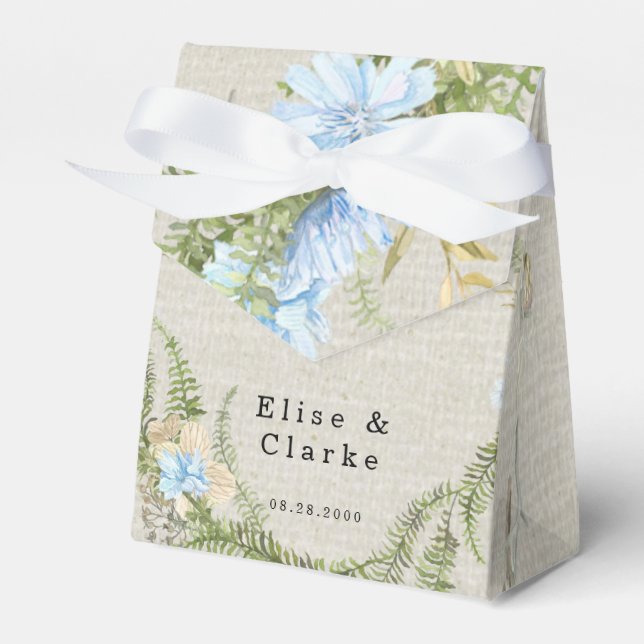 Rustic Summer Fern Wreath Wedding Favour Box (Front Side)