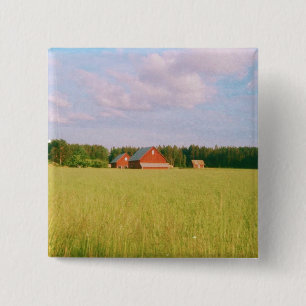 Rustic summer field, Helsingia, Sweden 15 Cm Square Badge