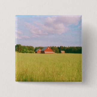 Rustic summer field, Helsingia, Sweden 15 Cm Square Badge