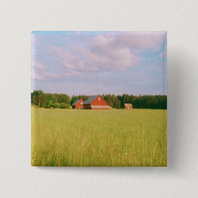 Rustic summer field, Helsingia, Sweden 15 Cm Square Badge (Front)
