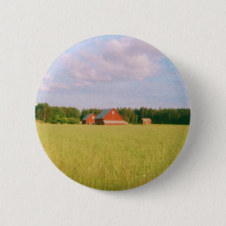 Rustic summer field, Helsingia, Sweden 6 Cm Round Badge