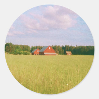 Rustic summer field, Helsingia, Sweden Classic Round Sticker
