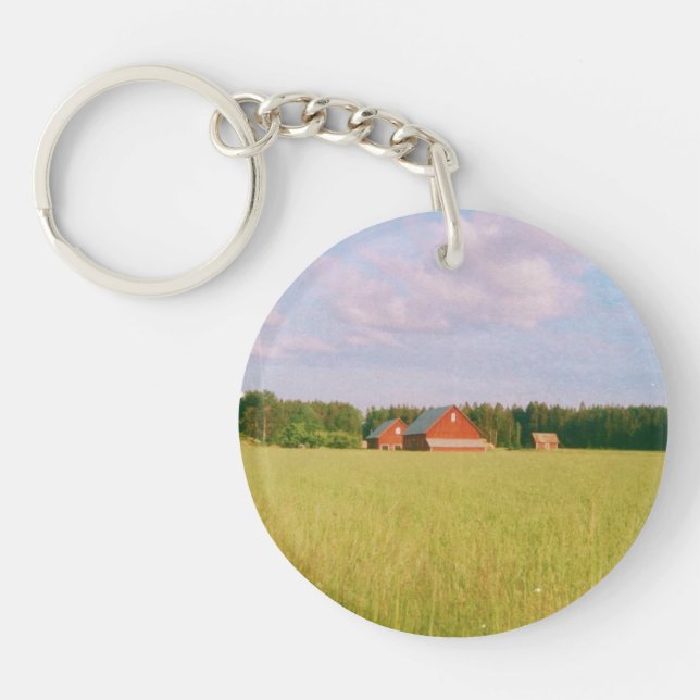 Rustic summer field, Helsingia, Sweden Key Ring (Front)