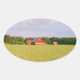 Rustic summer field, Helsingia, Sweden Oval Sticker
