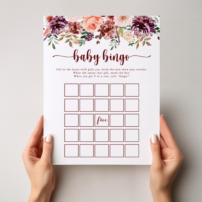 Rustic Summer Floral Baby Bingo Shower Game (Creator Uploaded)