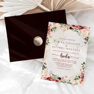 Rustic Summer Floral Calligraphy Spanish Wedding Invitation