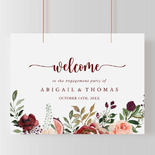 Rustic Summer Floral Engagement Party Welcome   Poster