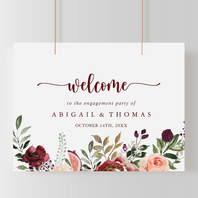 Rustic Summer Floral Engagement Party Welcome   Poster (Creator Uploaded)