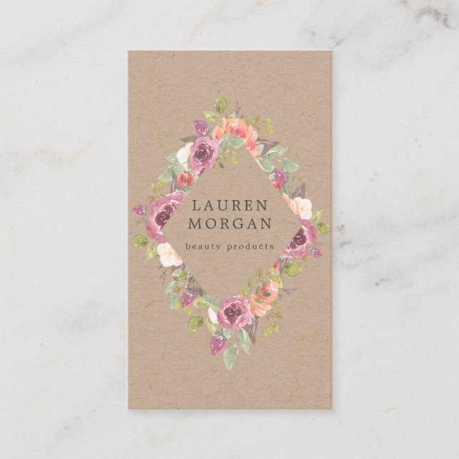 rustic summer floral kraft business card (Front)