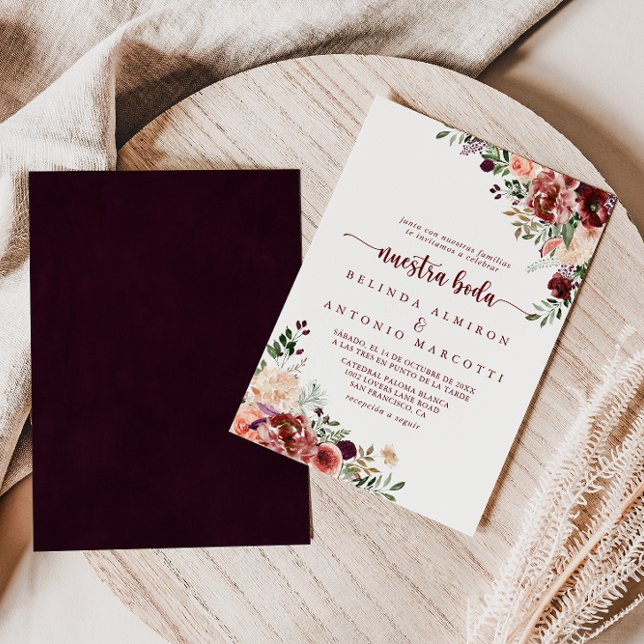 Rustic Summer Floral Nuestra Boda Wedding  Invitation (Creator Uploaded)