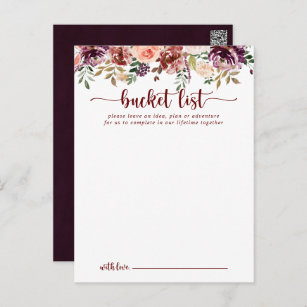 Rustic Summer Floral Wedding Bucket List Cards