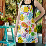 Rustic Summer Fruit Pattern<br><div class="desc">Your monogram initial on this apron featuring a modern fruit pattern of pineapples, pears, oranges, cherries, papaya, grapes, kiwis and peaches. You can put this design on other products, too!</div>