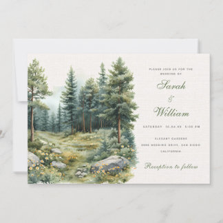 Rustic summer green forest Wedding Invitation