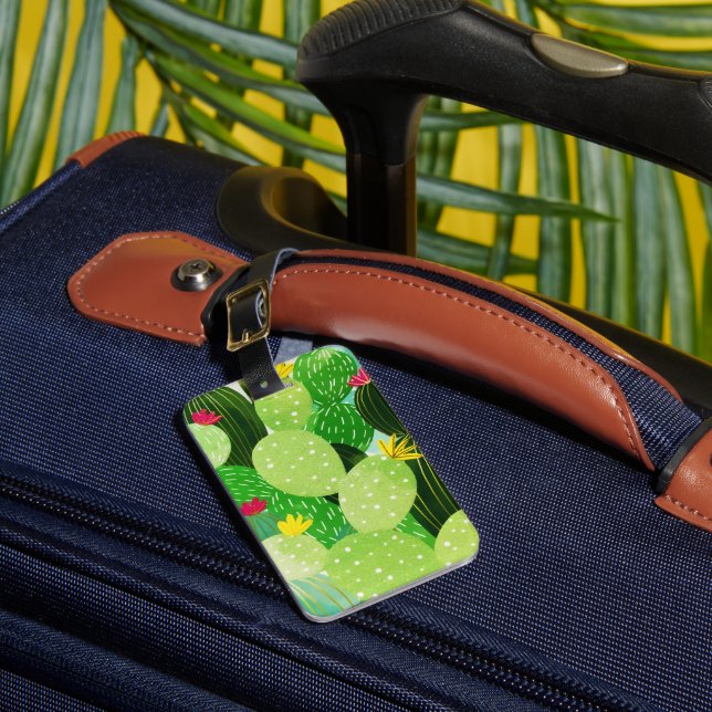 Rustic Summer Greenery Succulent Glitter Luggage Tag (Front Insitu 1)