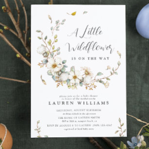 Rustic Summer Little Wildflower Girl Baby Shower Invitation