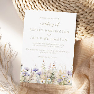 Rustic Summer Meadow Wildflower Wedding Invitation