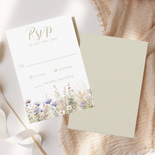 Rustic Summer Meadow Wildflower Wedding RSVP Card
